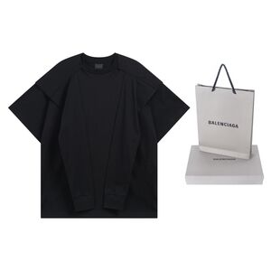 Balenciaga fake two-piece hooded embroidered short-sleeved T-shirt
